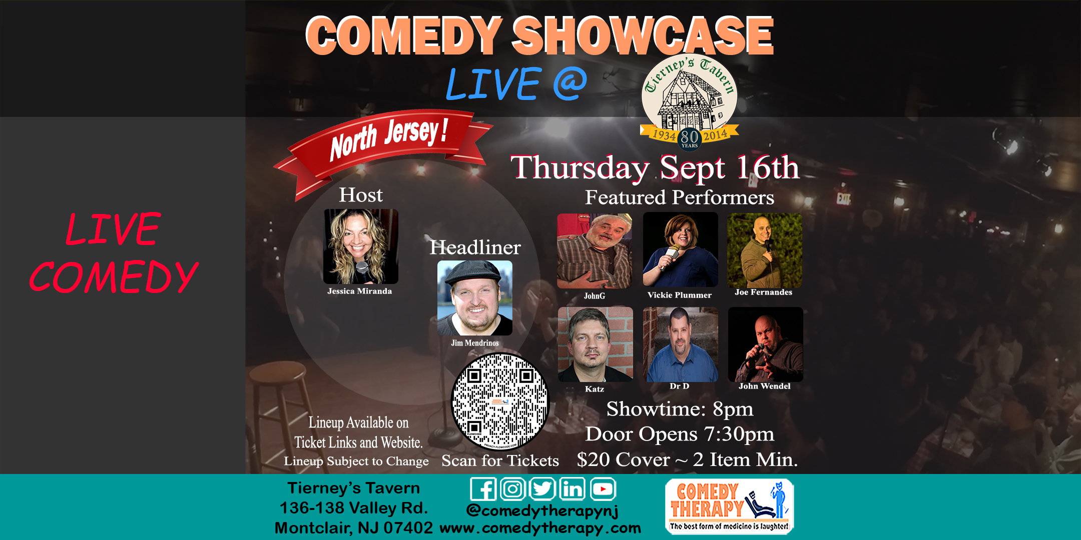 Tierneys Comedy Showcase Sept 6